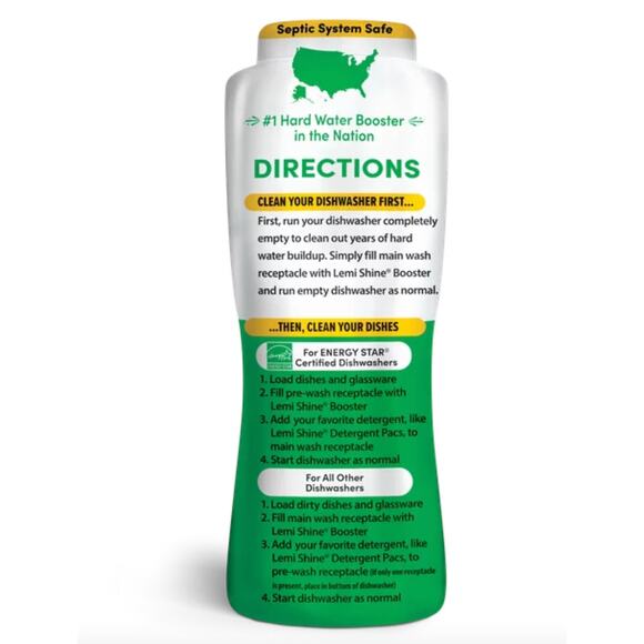 LEMI SHINE Dish Detergent Booster Powder, Fresh Lemon Scent, 24oz - Picture 2 of 3